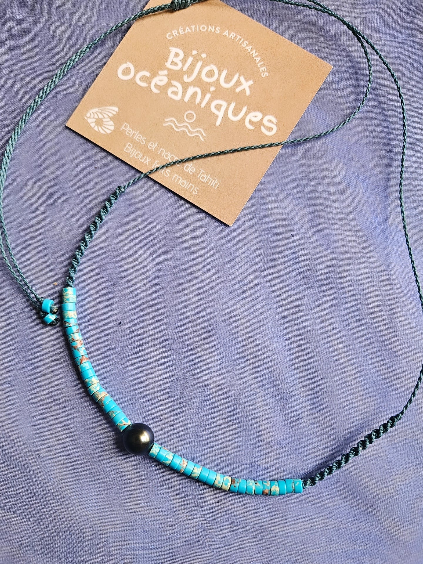 Collier "Harmonie" : Perle de Tahiti & Turquoises