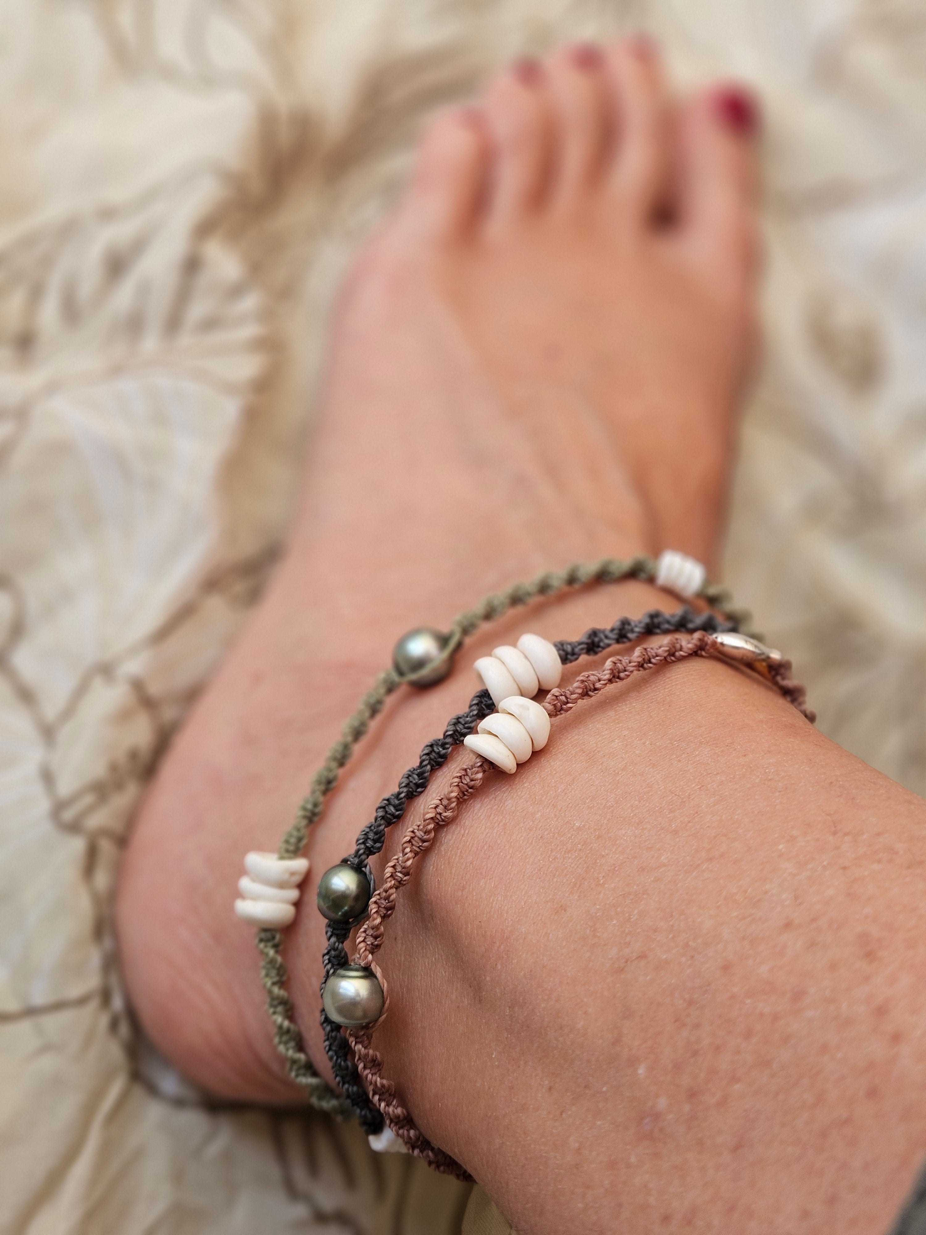 Chevillère "Hoa" : perle de Tahiti & fantaisie