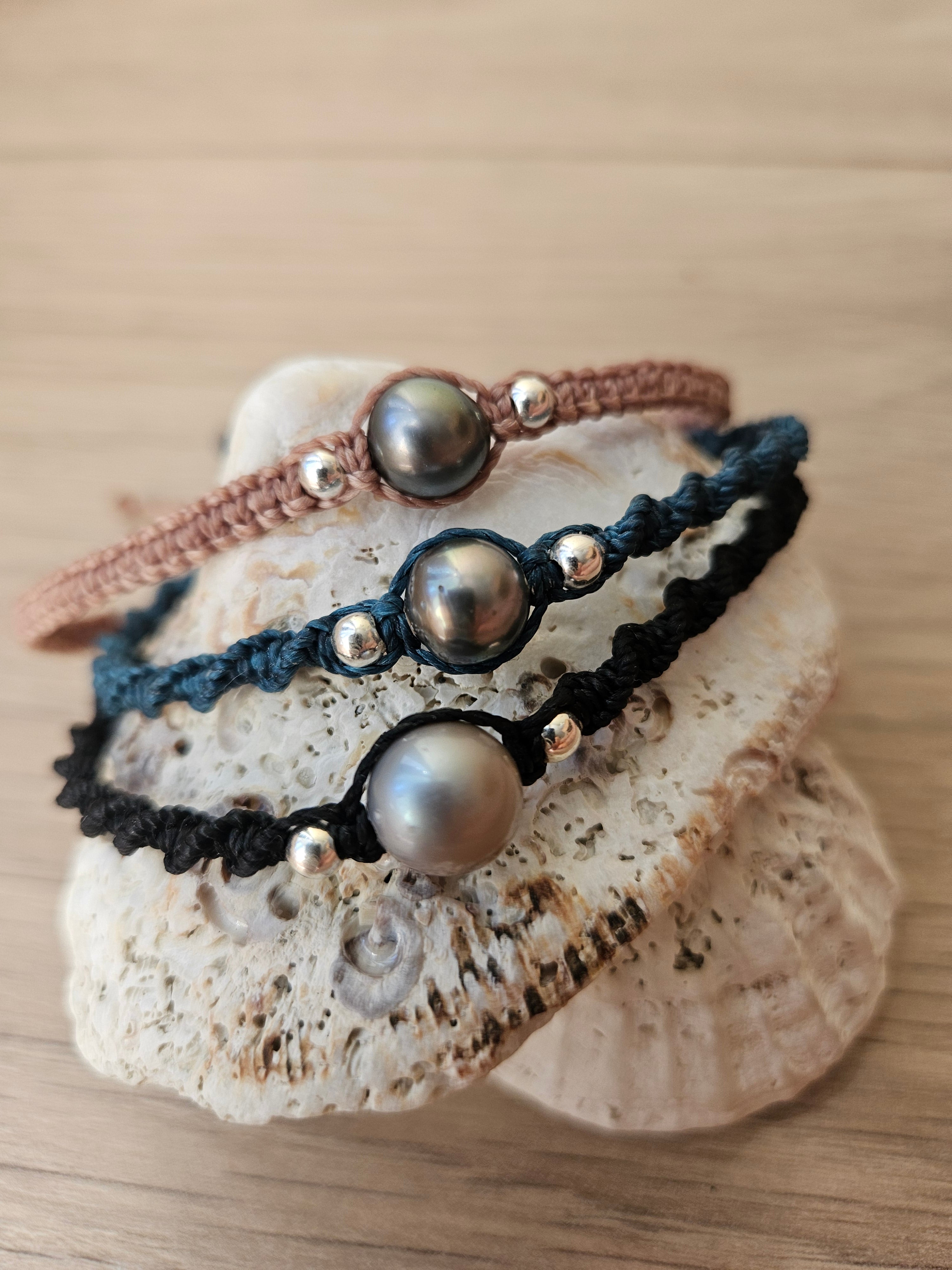 Bracelet "Mana" : perle de Tahiti et argent