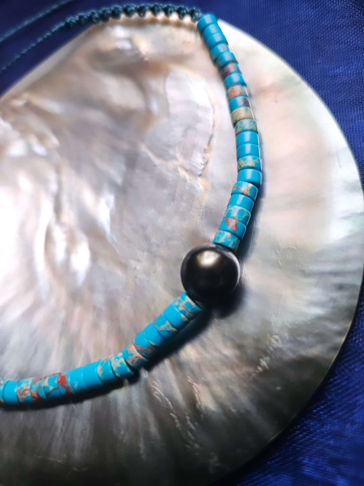 Collier "Harmonie" : Perle de Tahiti & Turquoises