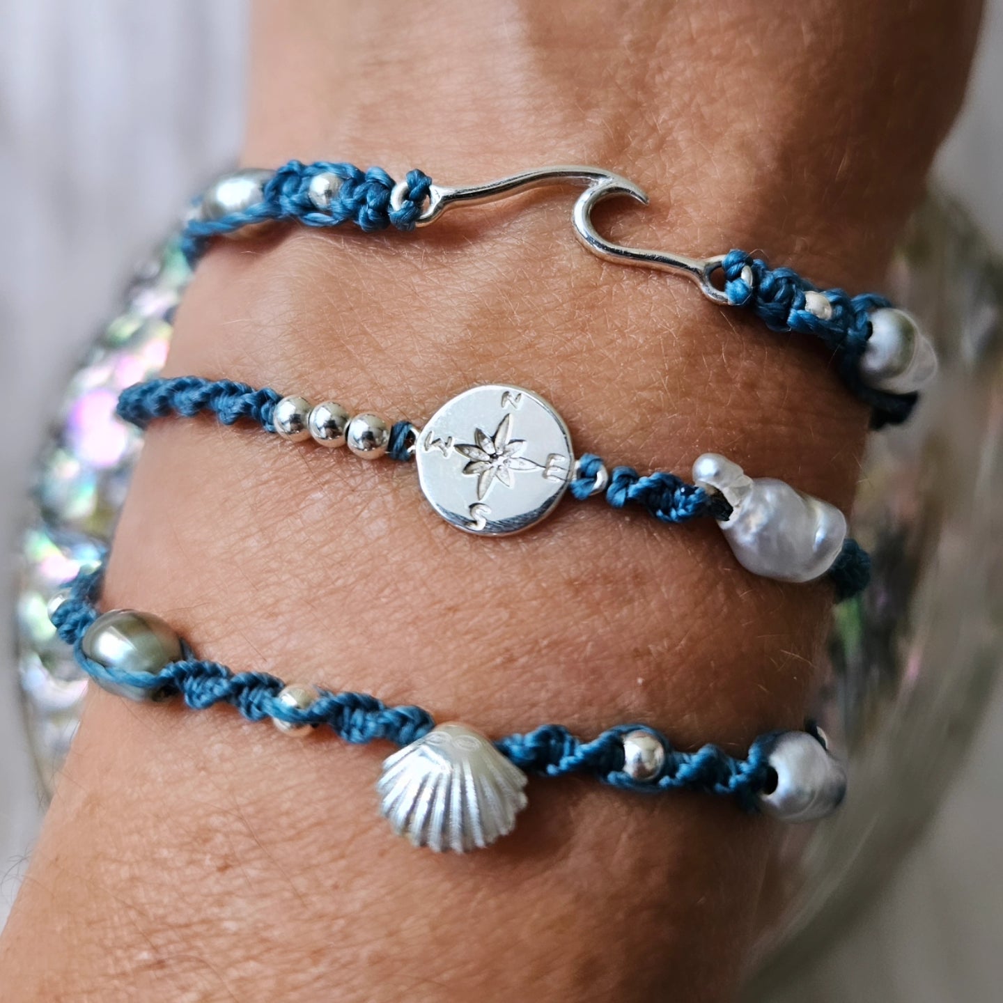 Bracelet "Mana" : Keishis de Tahiti et argent