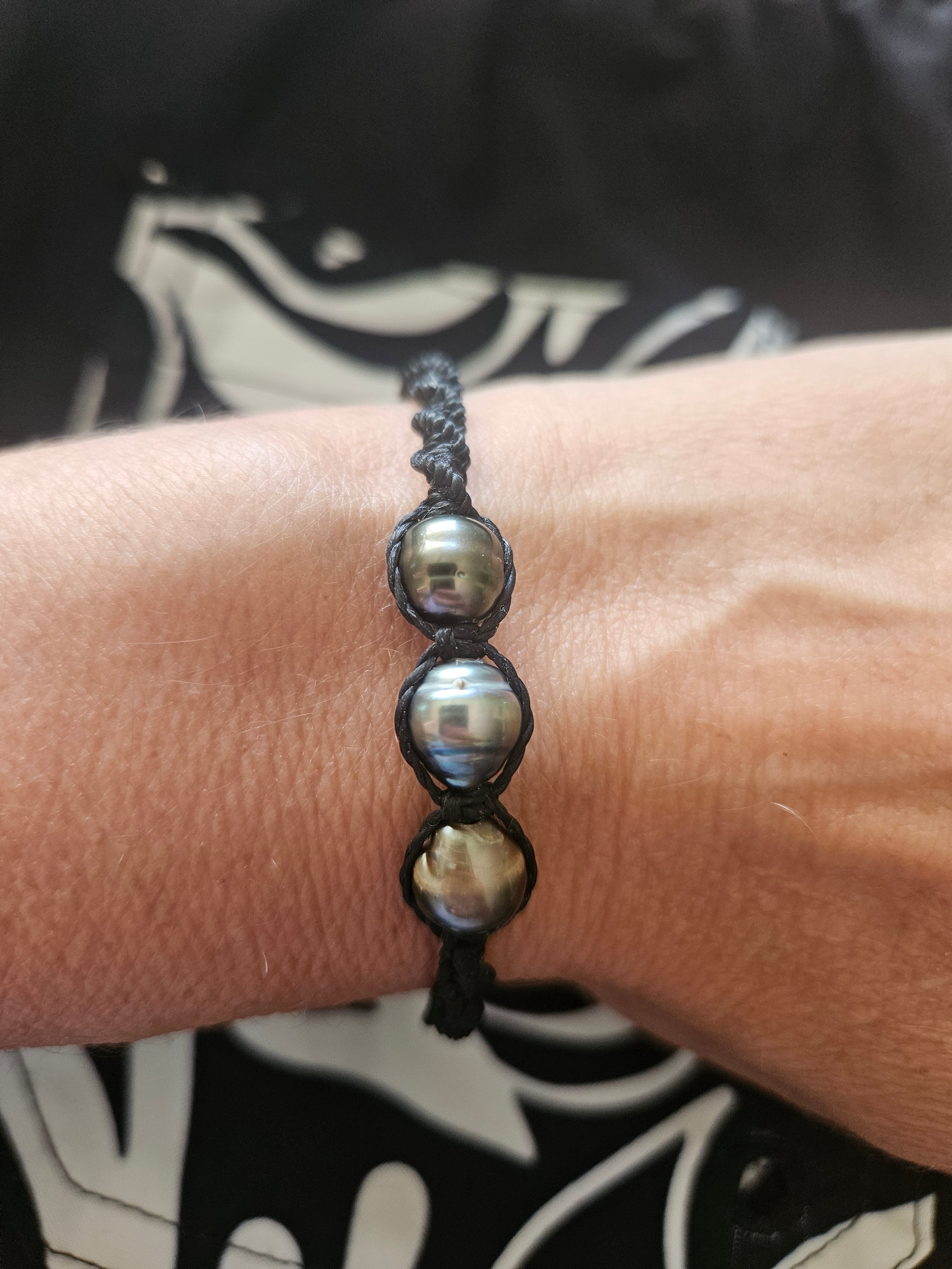 Bracelet "Océan" : Trio de Perles ou Keishis de Tahiti