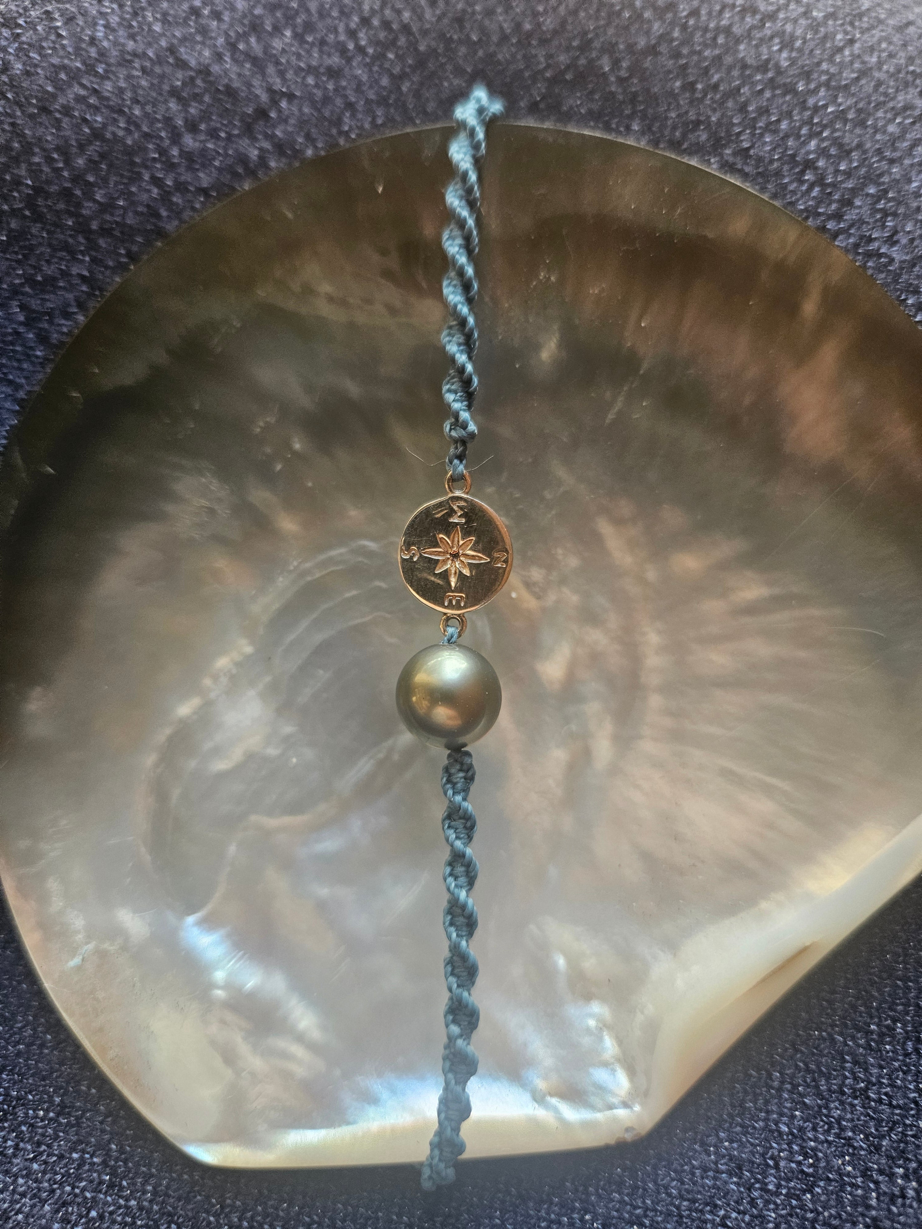 Bracelet "Horizon" : Perle de Tahiti & Rose des vents