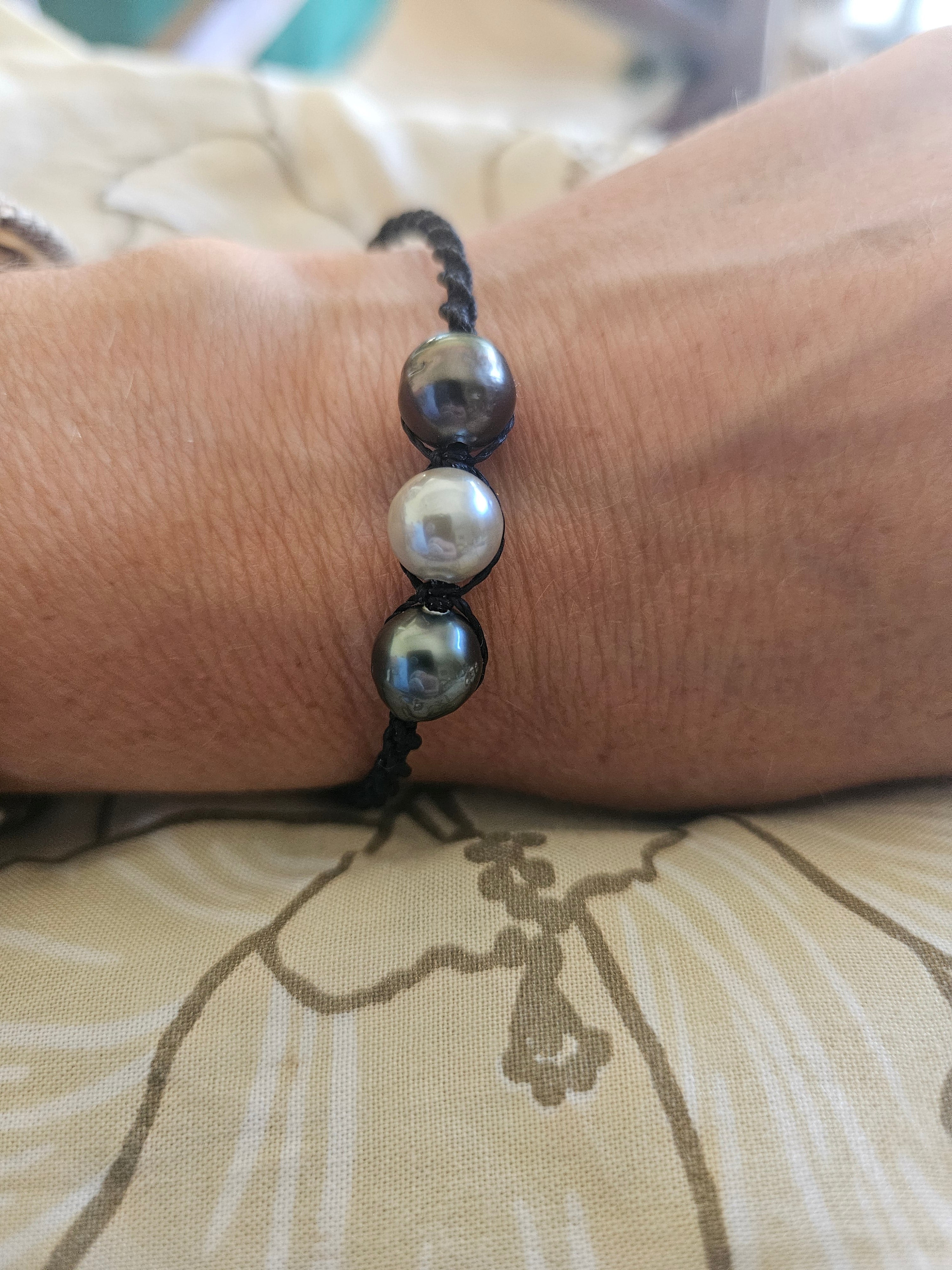 Bracelet "Océan" : Trio de Perles de Tahiti