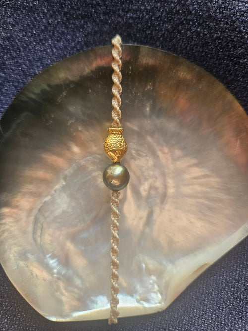 Bracelet "Lagon" : perle de Tahiti & Poisson