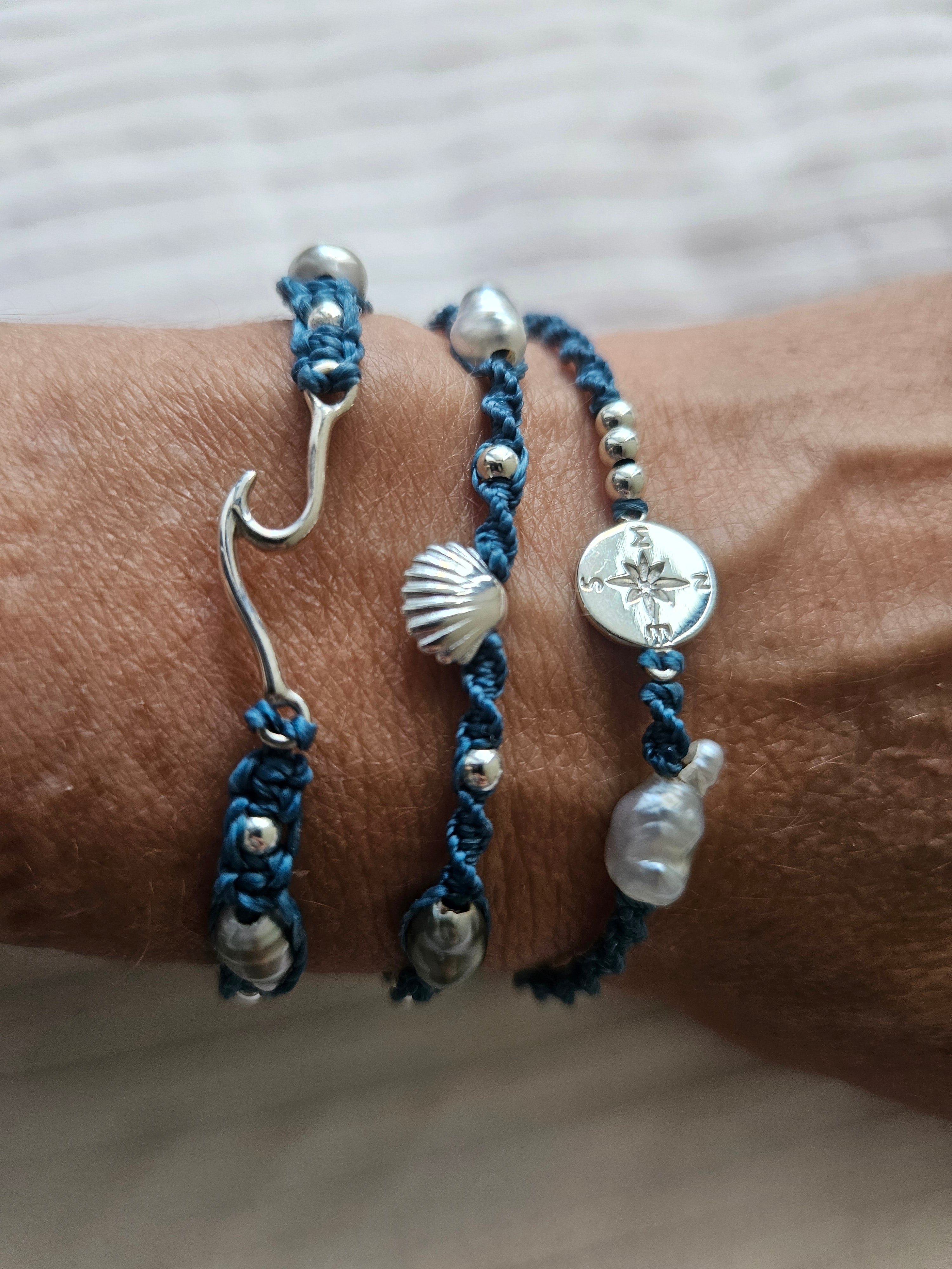 Bracelet "Mana" : Keishis de Tahiti et argent