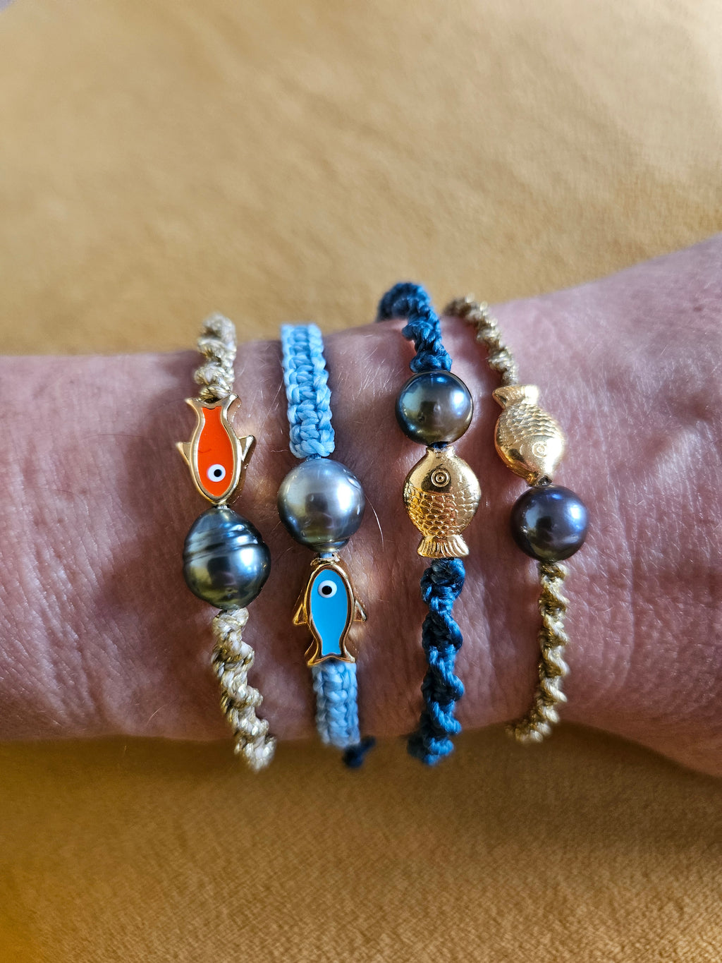 Bracelet "Lagon" : perle de Tahiti & Poisson